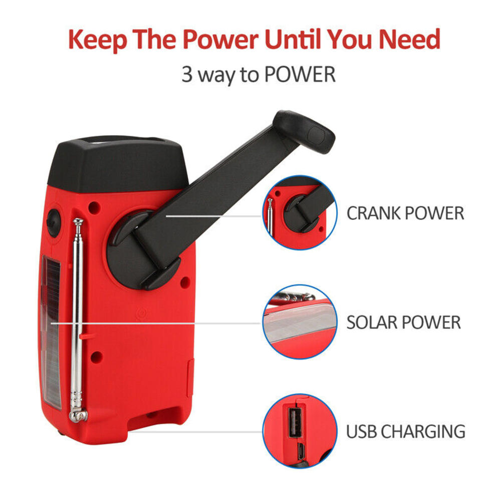 Great Choice Products Emergency Solar Hand Crank Dynamo Am/Fm/Noaa Weather Radio Led Usb Phone Charger