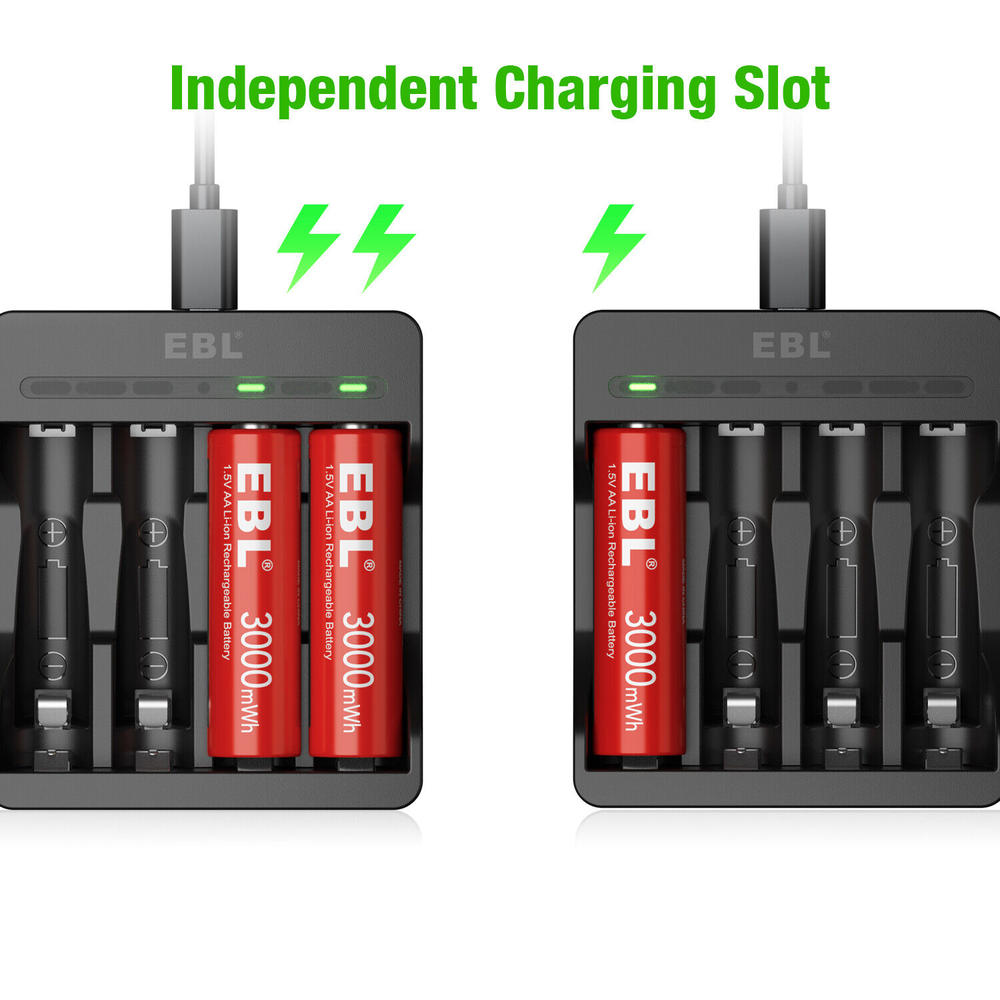 Great Choice Products Aa Rechargeable Lithium Li-Ion Batteries 1.5V Upgraded + Battery Charger