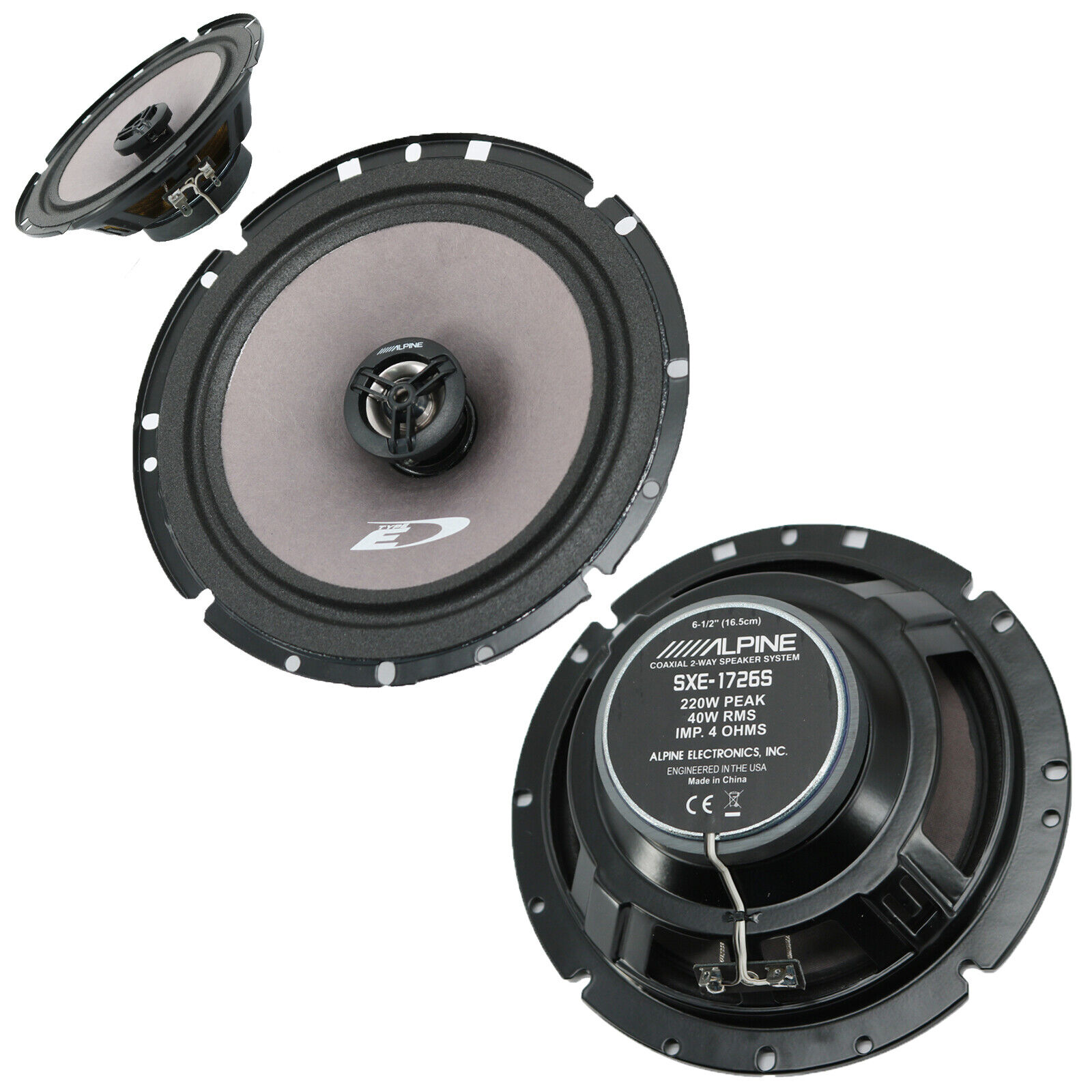 Alpine NEW 1 Pair - Alpine SXE-1726S 6.5" 220 Watt 2-Way Car Audio Coaxial Speakers