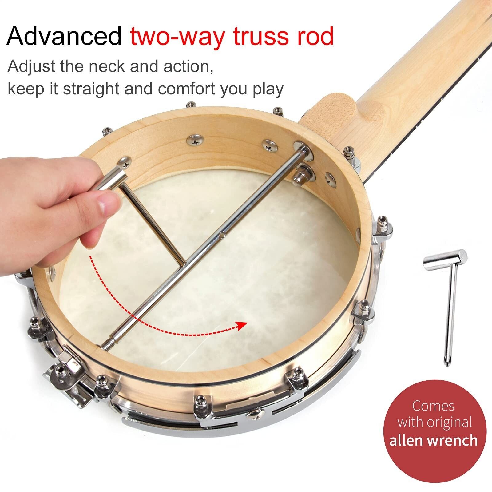 Great Choice Products Banjo Ukulele, Concert 23 Inch Remo Drumhead Open Back Maple Body 15:1 ...
