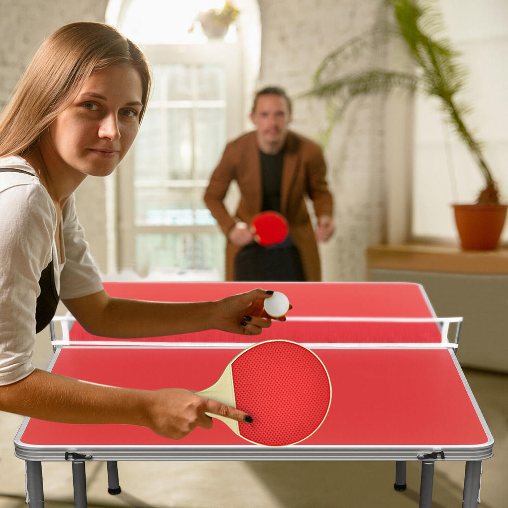 Great Choice Products 60" Portable Table Tennis Ping Pong Table Foldable W/Accessories Indoor Game Red