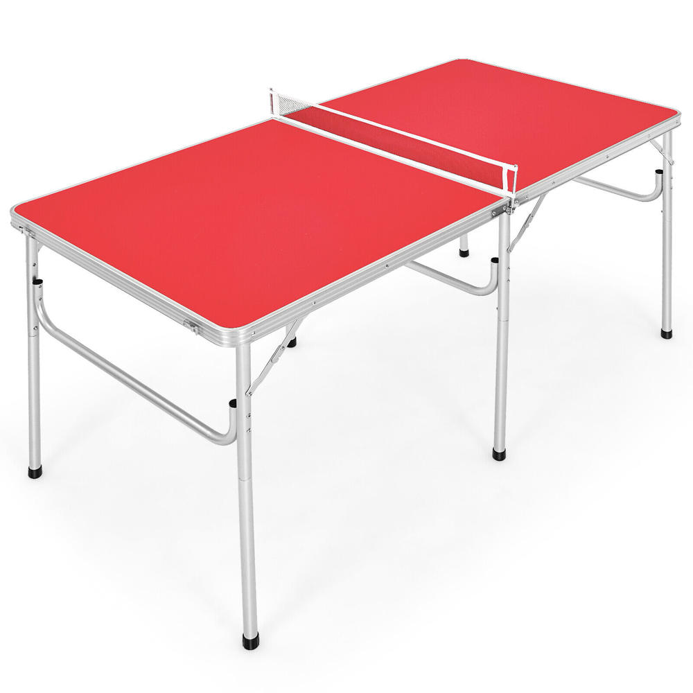 Great Choice Products 60" Portable Table Tennis Ping Pong Table Foldable W/Accessories Indoor Game Red