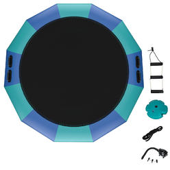 Great Choice Products 15Ft Inflatable Water Bouncer Water Trampoline Splash Padded Blue & Green
