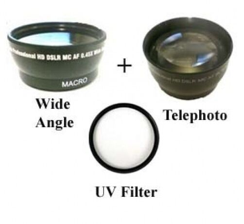 Great Choice Products Wide Lens + Tele + Uv For Sony Hdr-Cx130 Hdr-Cx130B Hxr-Mc2000E Hxr-Mc2000