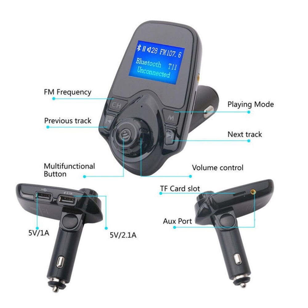 Great Choice Products Bluetooth Car Fm Transmitter Wireless Radio Adapter Dual Usb Charge For Iphone 6