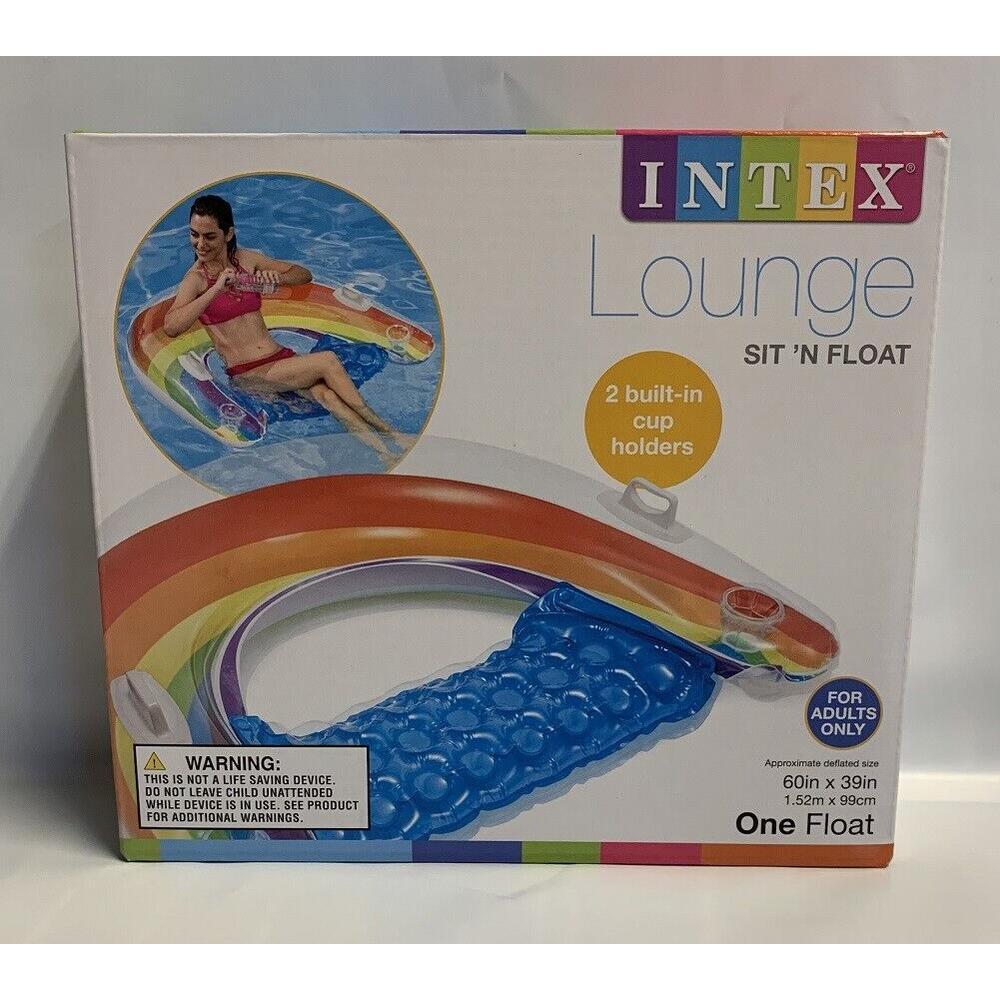Intex Rare HTF RAINBOW Color New INTEX Sit N Float Inflatable Pool Raft Chair Lounge