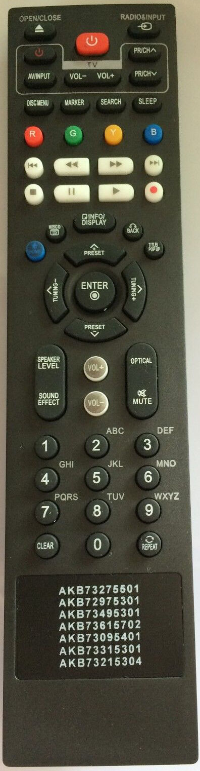 LG New Blu-Ray Disc Dvd Home Theater 7In1 Remote Akb73495301 For Tv Bd650 Bd660