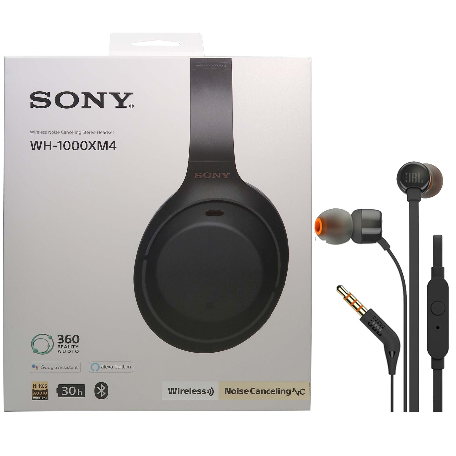 Sony WH-1000XM4 Wireless Over-the-Ear Headphones with JBL T110 in Ear Headphones