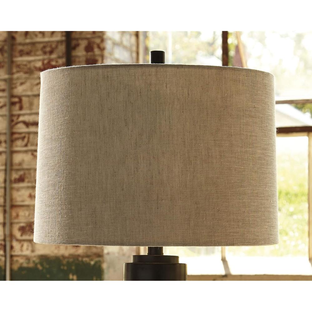 Ashley Signature Design by Ashley Talar Industrial 30" Glass Table Lamp with Drum Shade, Bronze Finish