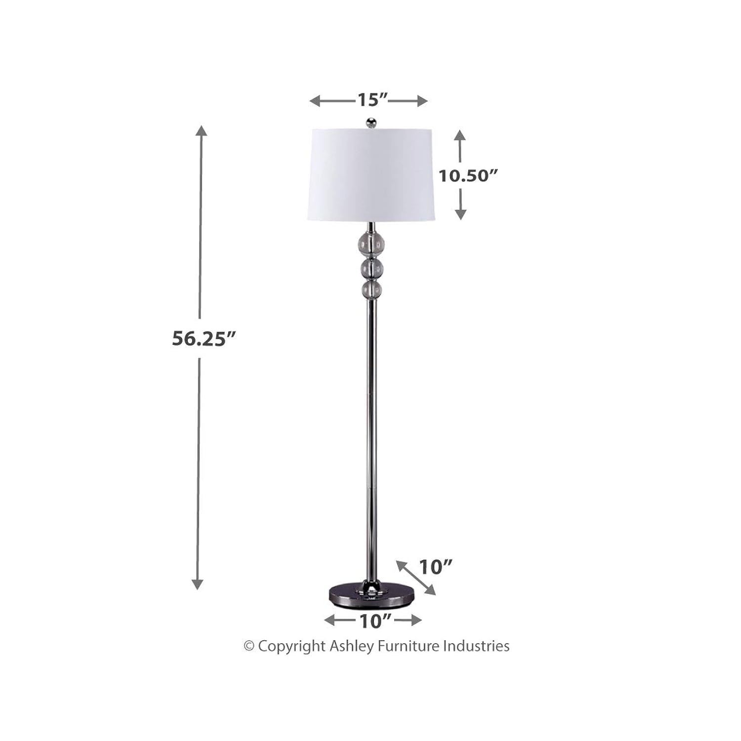 Ashley Signature Design by Ashley Joaquin Traditional 56.25" Crystal Accent Floor Lamp, Chrome