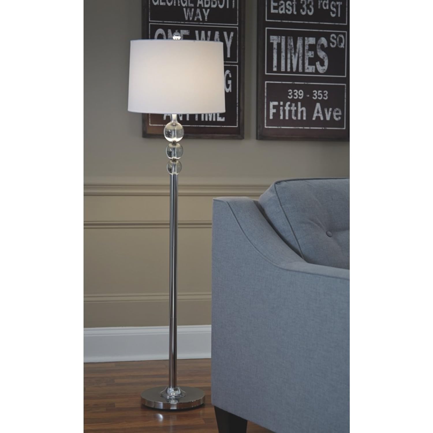 Ashley Signature Design by Ashley Joaquin Traditional 56.25" Crystal Accent Floor Lamp, Chrome