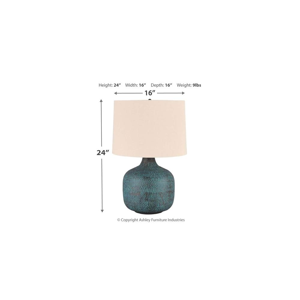 Ashley Signature Design by Ashley Malthace 24.5" Metal Accent Table Lamp, Beige, Copper, Blue & Bronze