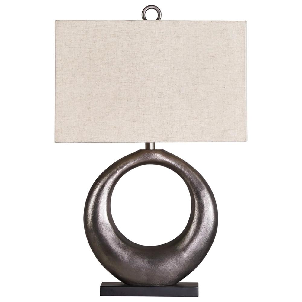 Ashley Signature Design by Ashley Saria Modern Eclectic 29.5" Table Lamp, Antique Silver Finish