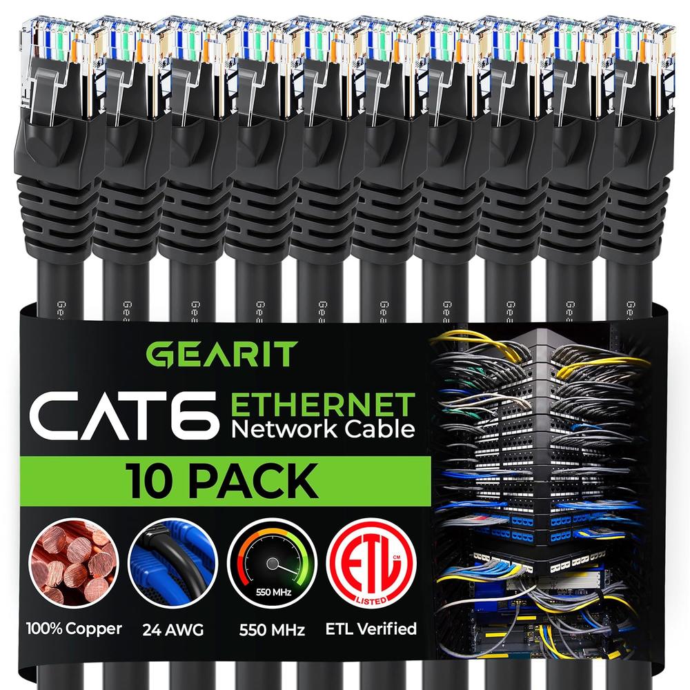 GearIT Cat 6 Ethernet Cable 14 ft (10-Pack) - Cat6 Patch Cable, Cat 6 Patch Cable, Cat6 Cable, Cat 6 Cable, Cat6 Etherne…