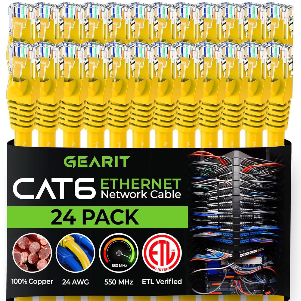 GearIT Cat 6 Ethernet Cable 0.5 ft 6-Inch (24-Pack) - Cat6 Patch Cable, Cat 6 Patch Cable, Cat6 Cable, Cat 6 Cable, Cat6…