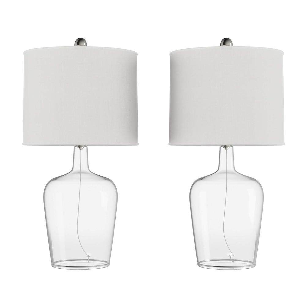 Lavish Home Glass Cloche Table Lamps – Set of 2 Modern Farmhouse Accent Lights with LED Bulbs – Home Décor for Bedroom, …