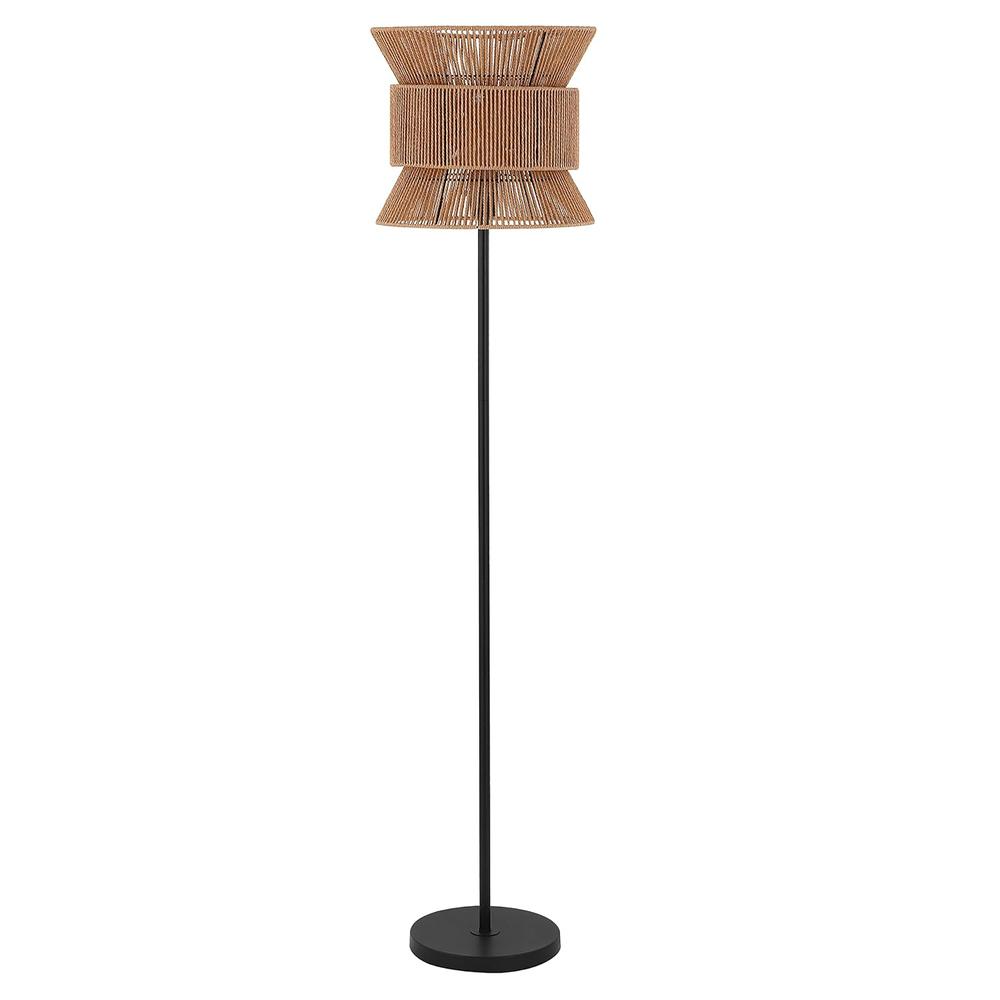 Safavieh Lighting Collection Boyer Boho Coastal Tropical Natural/Black 60-inch Floor Lamp (LED Bulb Included)