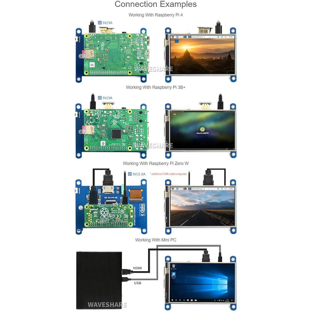 waveshare 4inch Resistive Touch Screen LCD Compatible with Raspberry Pi ...