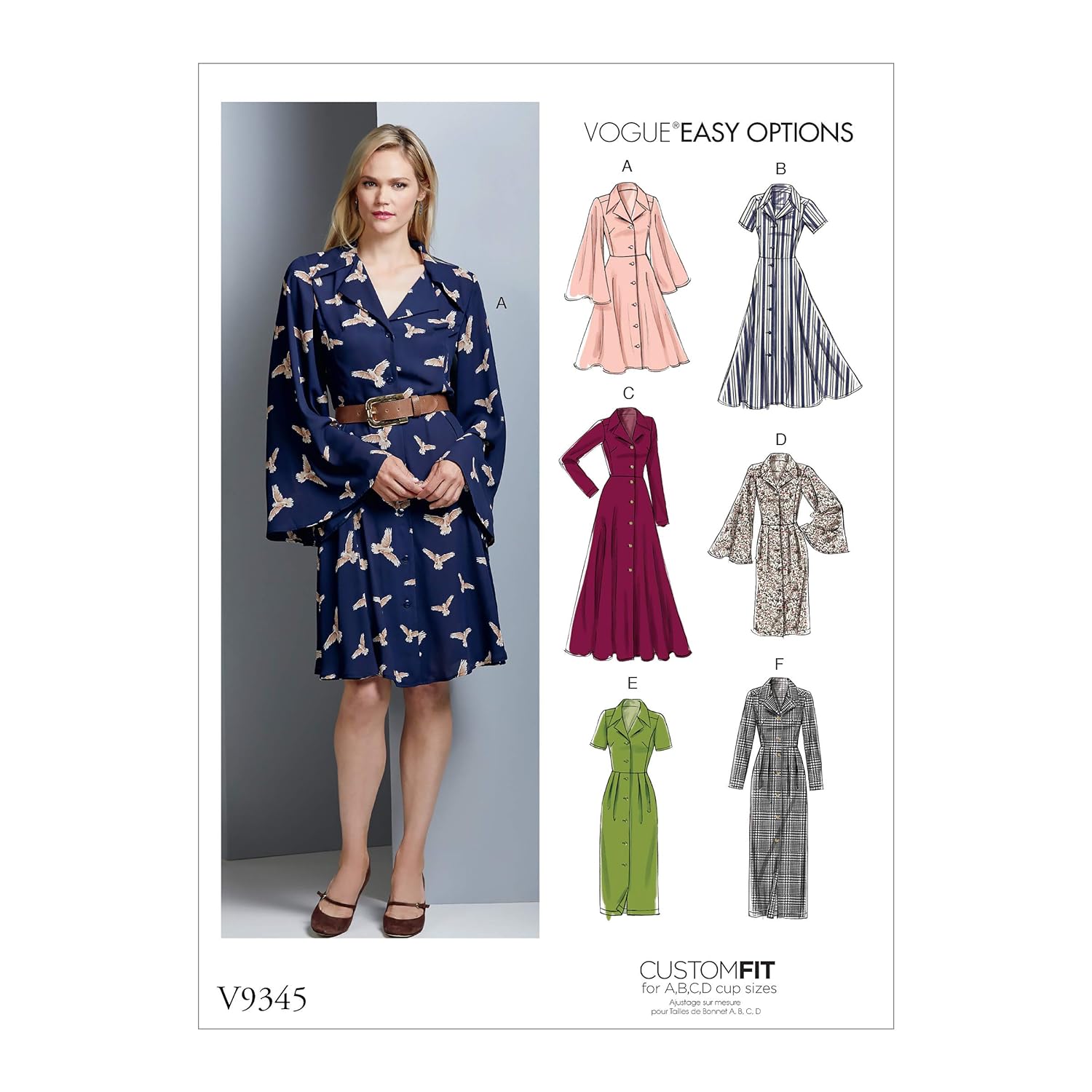 Great Choice Products Vogue V9345A5 Easy Women'S Notched Collar Dress Sewing Patterns, Sizes 6-14