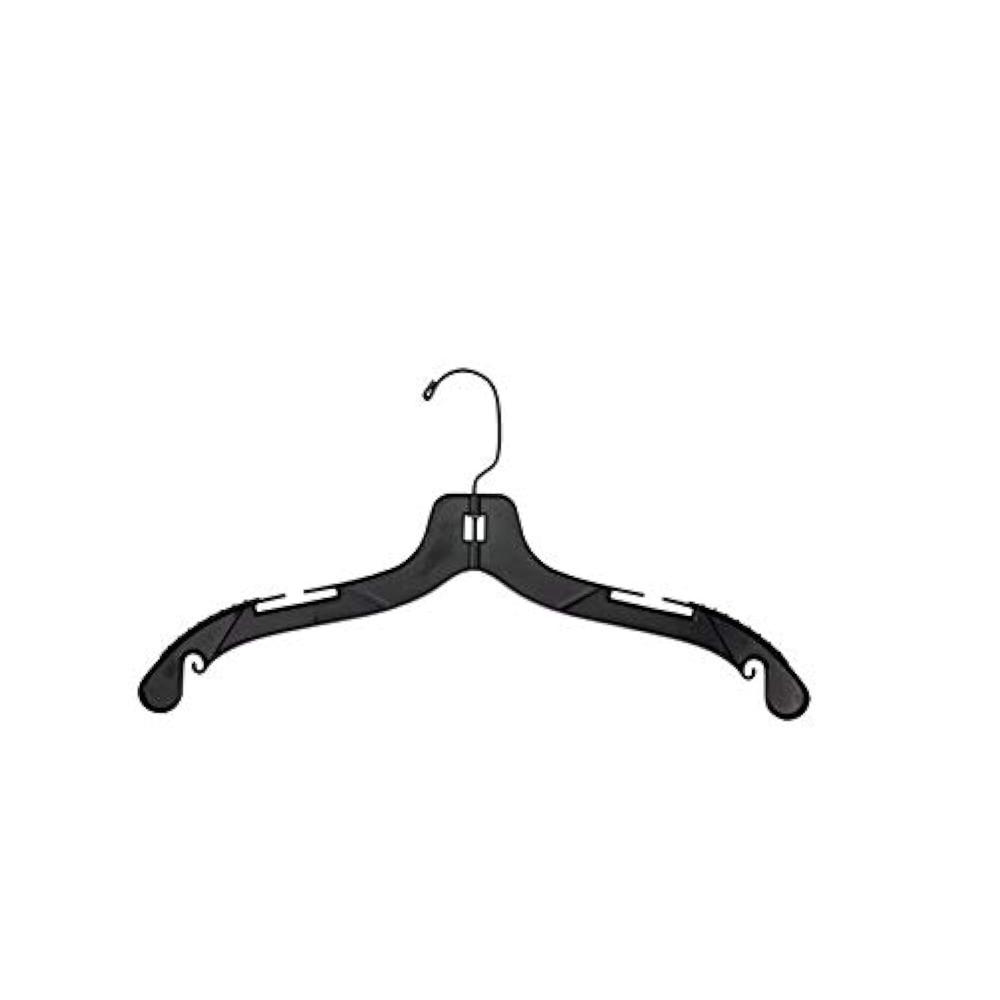 Great Choice Products 2505Bhmghu Plastic Shirt/Dress Hanger, Black Swivel Hook, Rubber Gripper, Middle Heavy Weight, 17", Black (Pack Of 50)