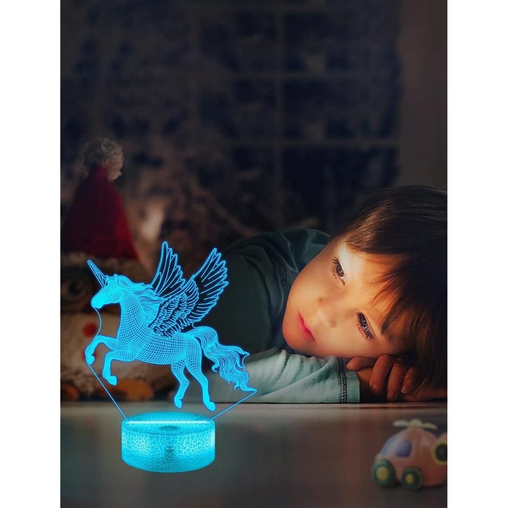 Great Choice Products Unicorn Gifts For Grils,3D Illusion Night Light Bedside Lamp Wtih Remote Control 16 Colors Changing Dim Function, Creati…