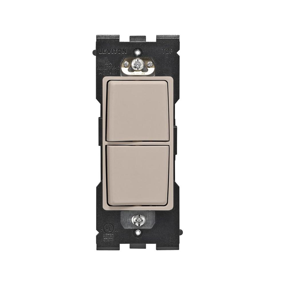 Leviton RE634-CA Renu Single Pole Combination Switch, 15-Amp, 120/277VAC, Café Latte