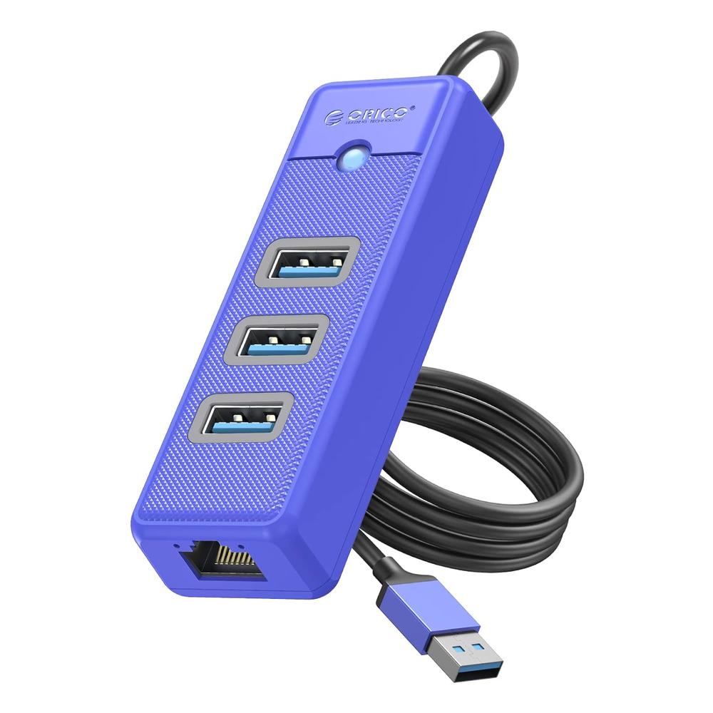 ORICO USB Hub Ethernet, 4 Port USB 3.0 Hub, USB-A to Gigabit Ethernet Adapter with 3 USB 3.0 Hub for Laptop, USB Hub 3.0…