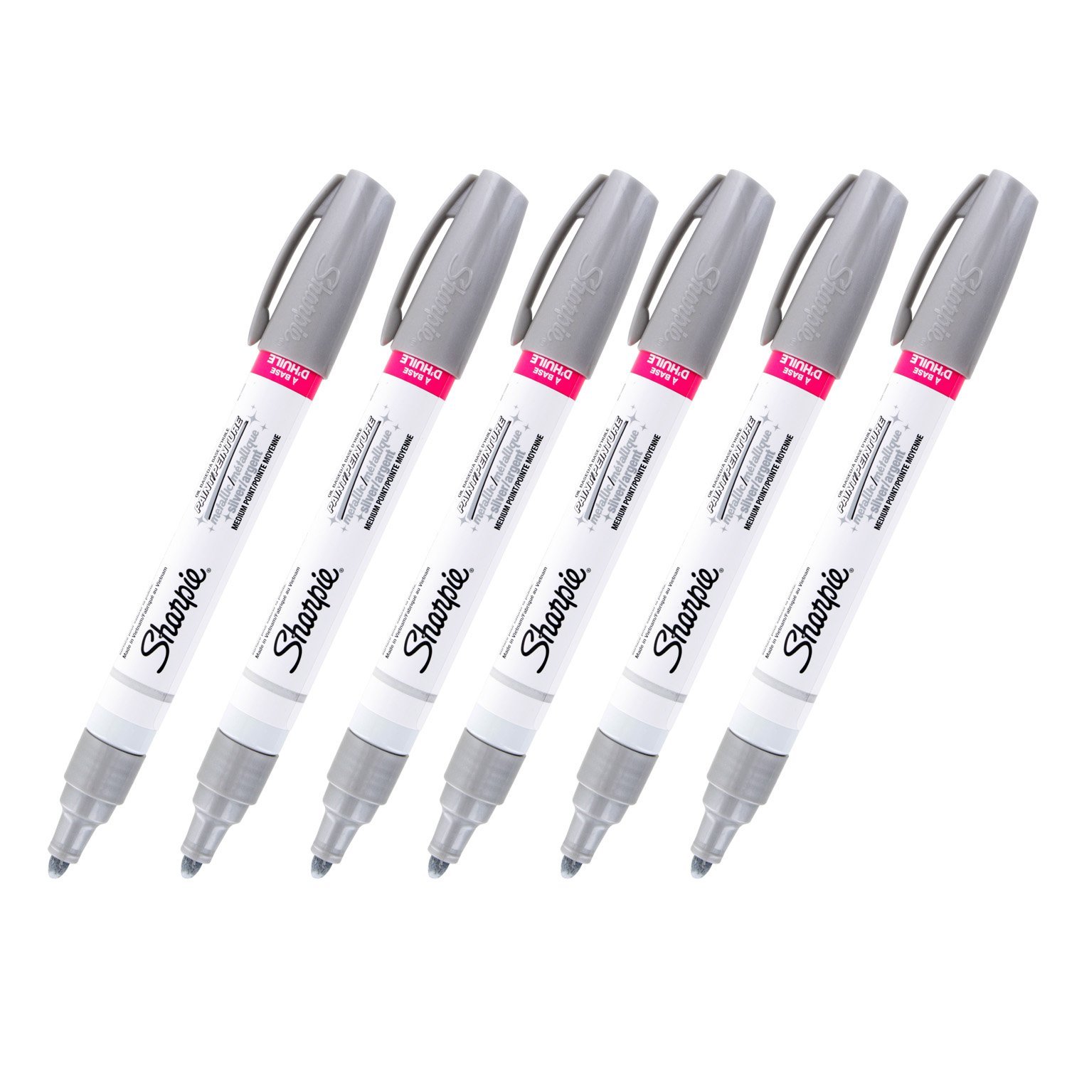 Sharpie Oil-Based Paint Marker, Medium Point, Silver Ink, 6 Markers (35560)