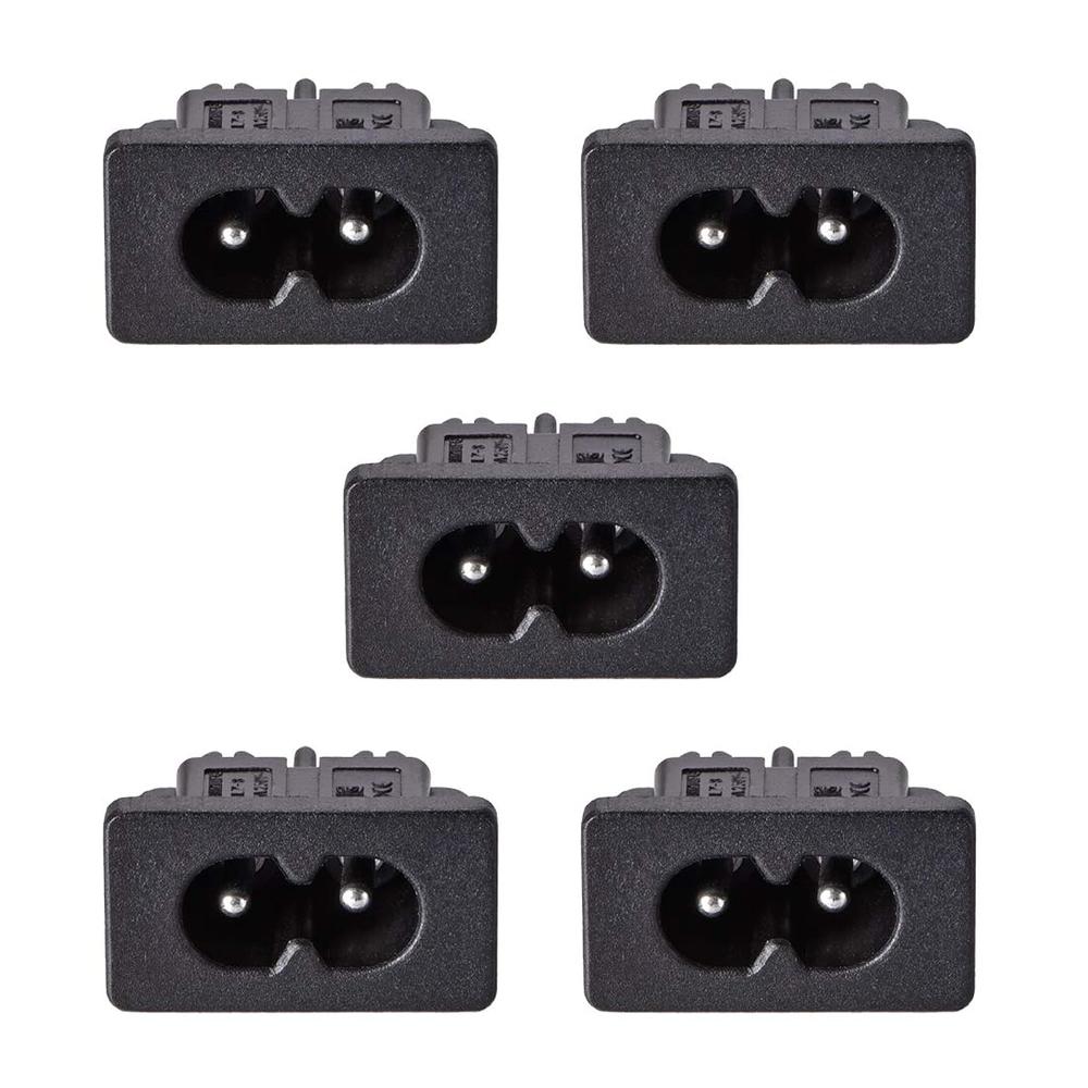 uxcell C8 Panel Mount Plug Adapter, 250V AC 2.5A 2 Pins IEC Inlet ...