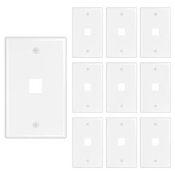 Great Choice Products 1 Port Keystone Jack Wall Plate 10-Pack, Low Profile Ethernet Wall Plate Single Gang Wall Plates For Keystone Jack, Whit…