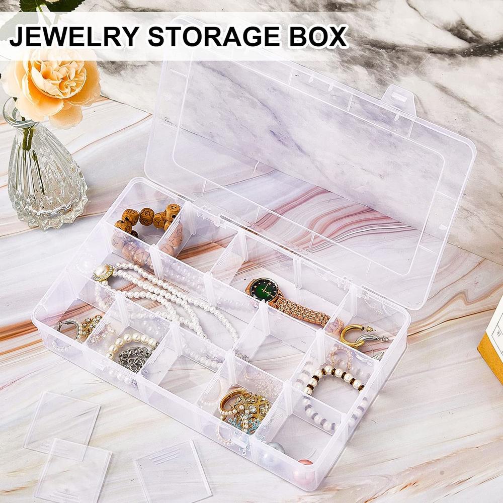 Great Choice Products 15 Large Grids Storage Container 11 X 6.7 X 2.2In Plastic Washi Tape Organizer Clear Craft Box With Removable Divider Cl…