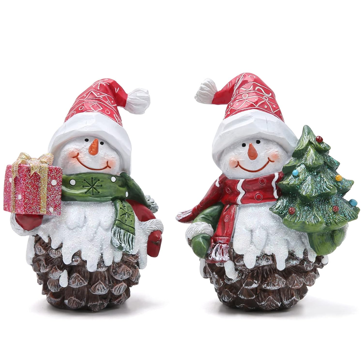 Great Choice Products 2 Pcs Christmas Pin Cones Snowman Decorations Xmas Snowman Figurines Winter Decor Handmade Snowman Figurines For Xmas De?