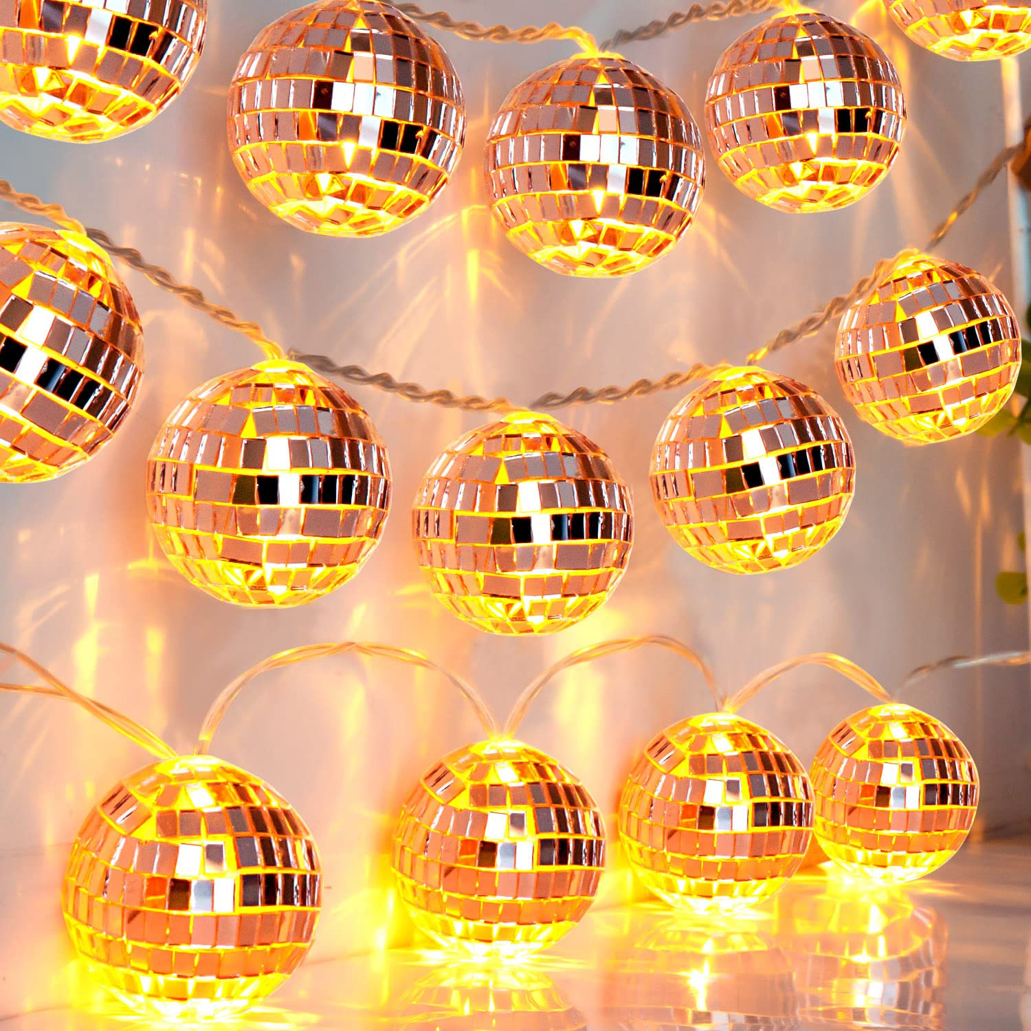 Great Choice Products 20 Led 9.8Ft Disco Ball String Light - Battery Powered And Usb Plug, Disco Ball Lights For 70'S Disco Party Decorations …