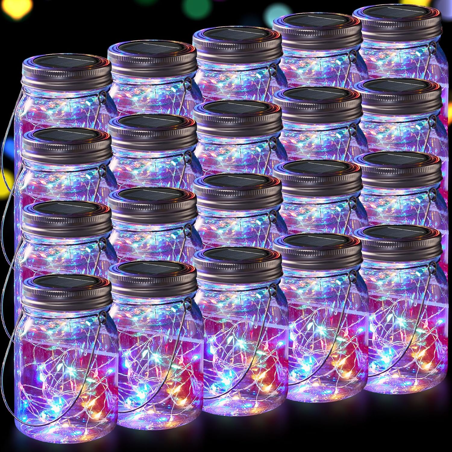 Great Choice Products 20 Sets Solar Lantern Lights Sets Mason Jar Lights 30 Led Fairy Lights With Jar Lid Waterproof Lantern String Lights 20 …