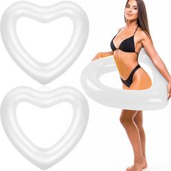 Great Choice Products 47.3 X 39.4 Inch White Heart Pool Float Inflatable Swim Water Ring Float Swimming Pool Float Bachelorette Pool Float Lou…
