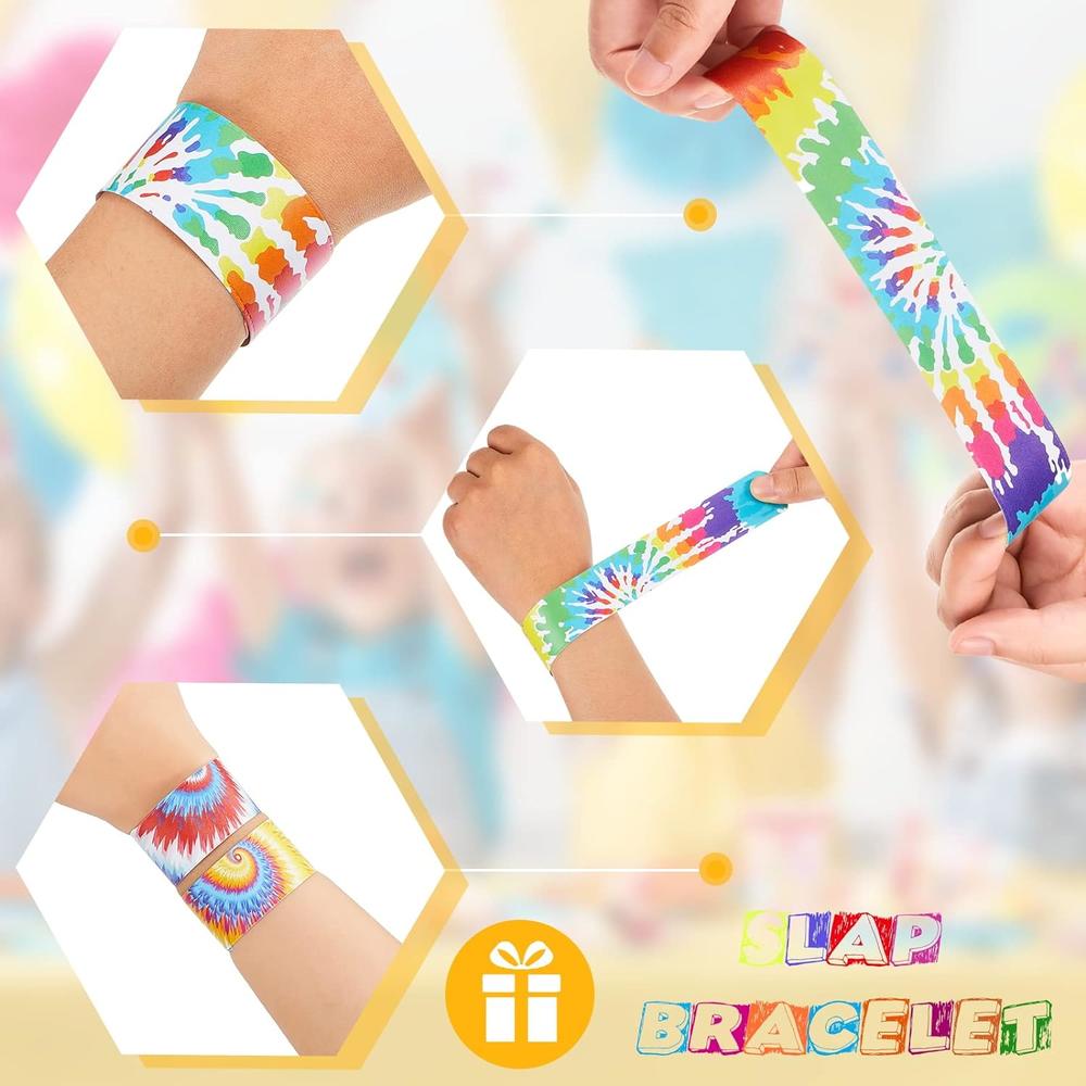 Great Choice Products 48 Pcs Tie Dye Slap Bracelets Tie Dye Party Favors, Colorful Tie Dye Wristbands Bracelets For Kids Boys And Girls, Goodi…