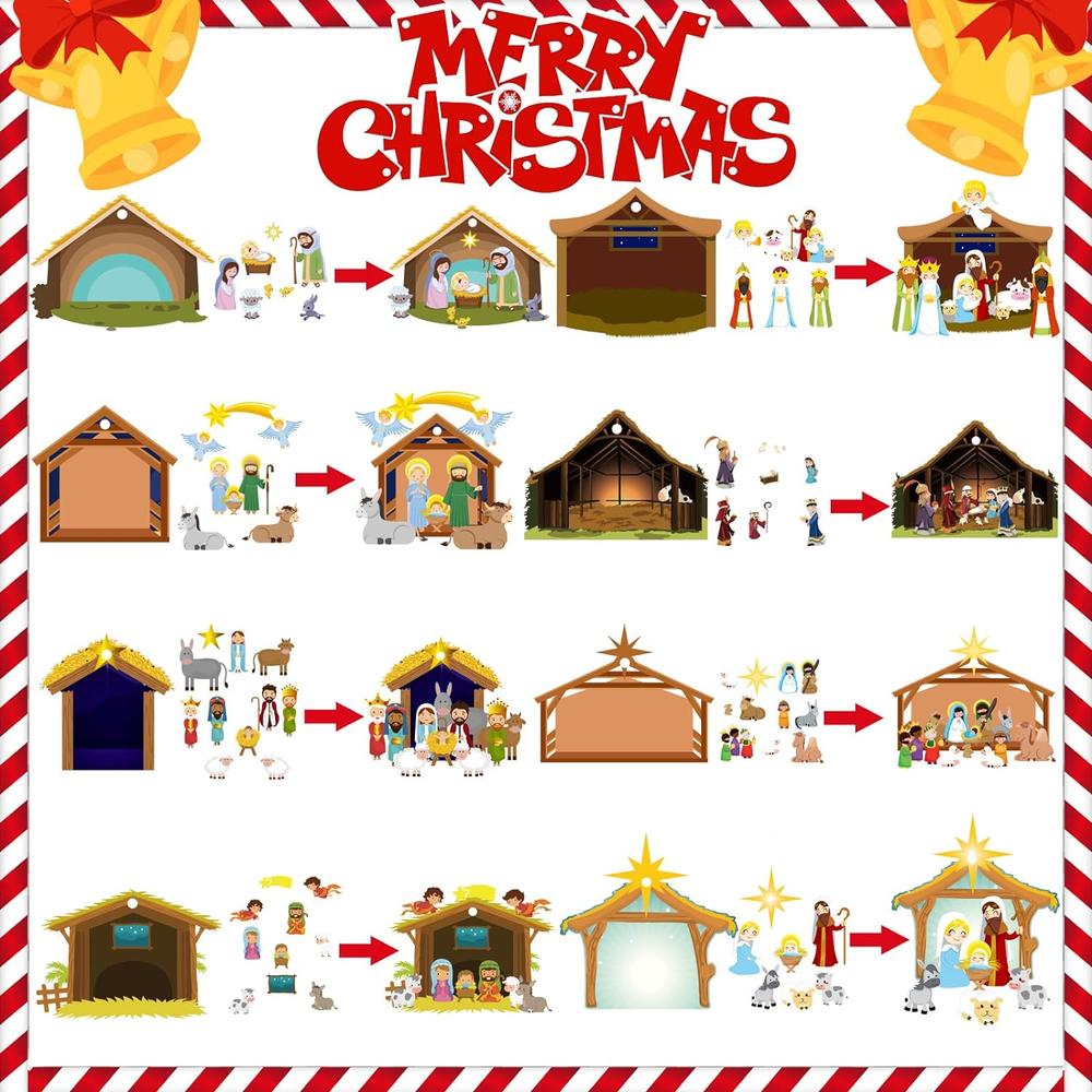 Great Choice Products 48 Pieces Christmas Nativity Scene Craft Kit For Kids Make Your Own Nativity Scene Sticker Ornament Christmas Diy Nativi…