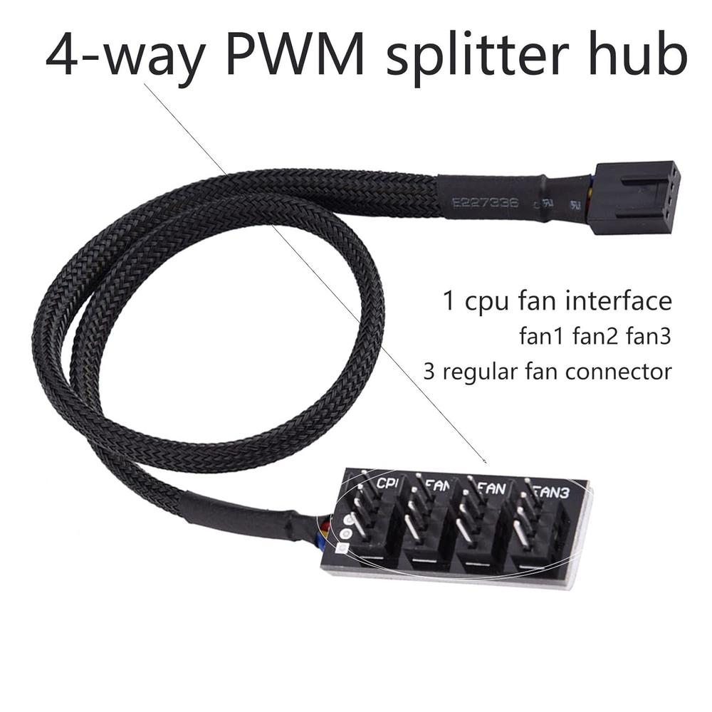 Great Choice Products 4-Pin Pwm Power Cable,Black Sleeved 4 Way Pwm ...