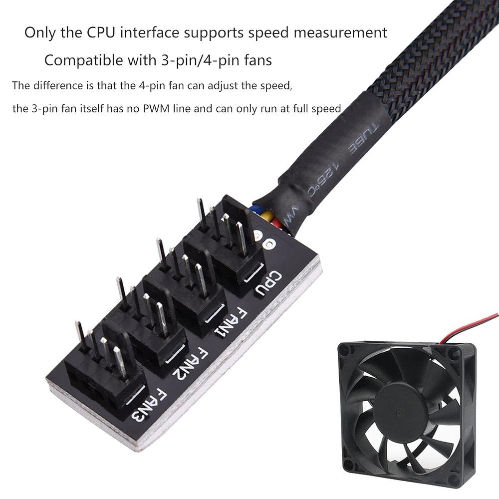 Great Choice Products 4-Pin Pwm Power Cable,Black Sleeved 4 Way Pwm ...