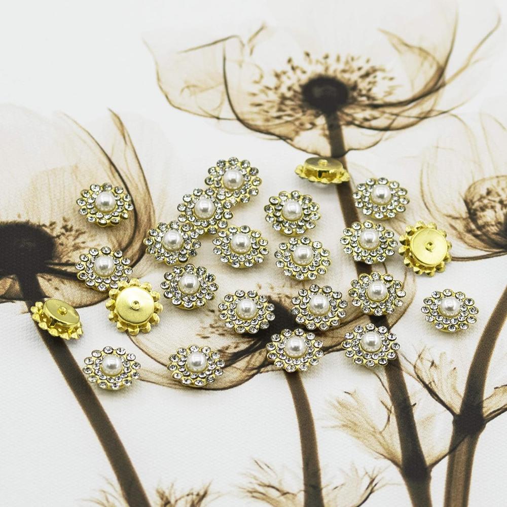 Great Choice Products 50 Pcs Pearl Rhinestone Crystal Embellishments Decoration Brooch Flatback Diy Craft For Flower Bow Headband Dress Access…