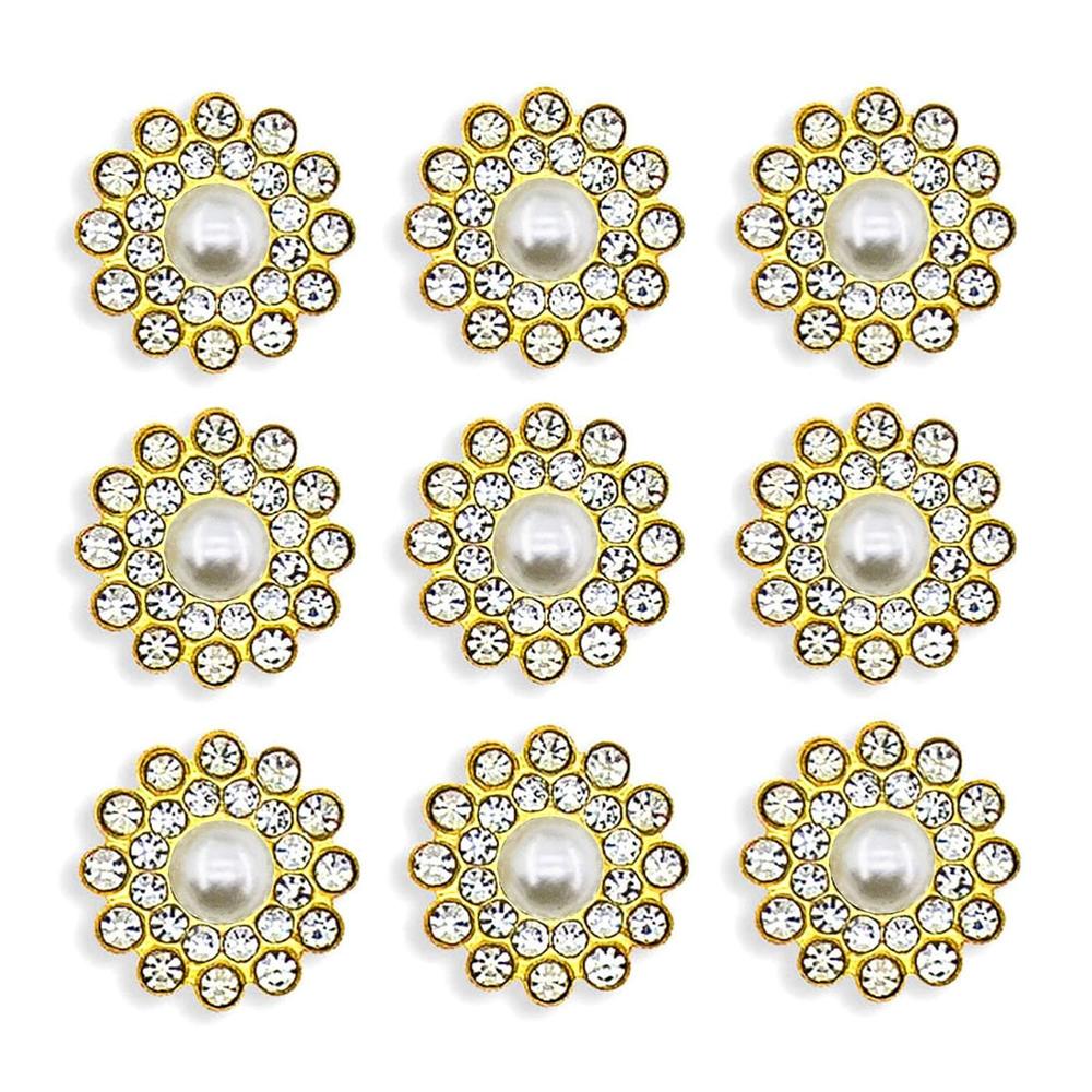 Great Choice Products 50 Pcs Pearl Rhinestone Crystal Embellishments Decoration Brooch Flatback Diy Craft For Flower Bow Headband Dress Access…