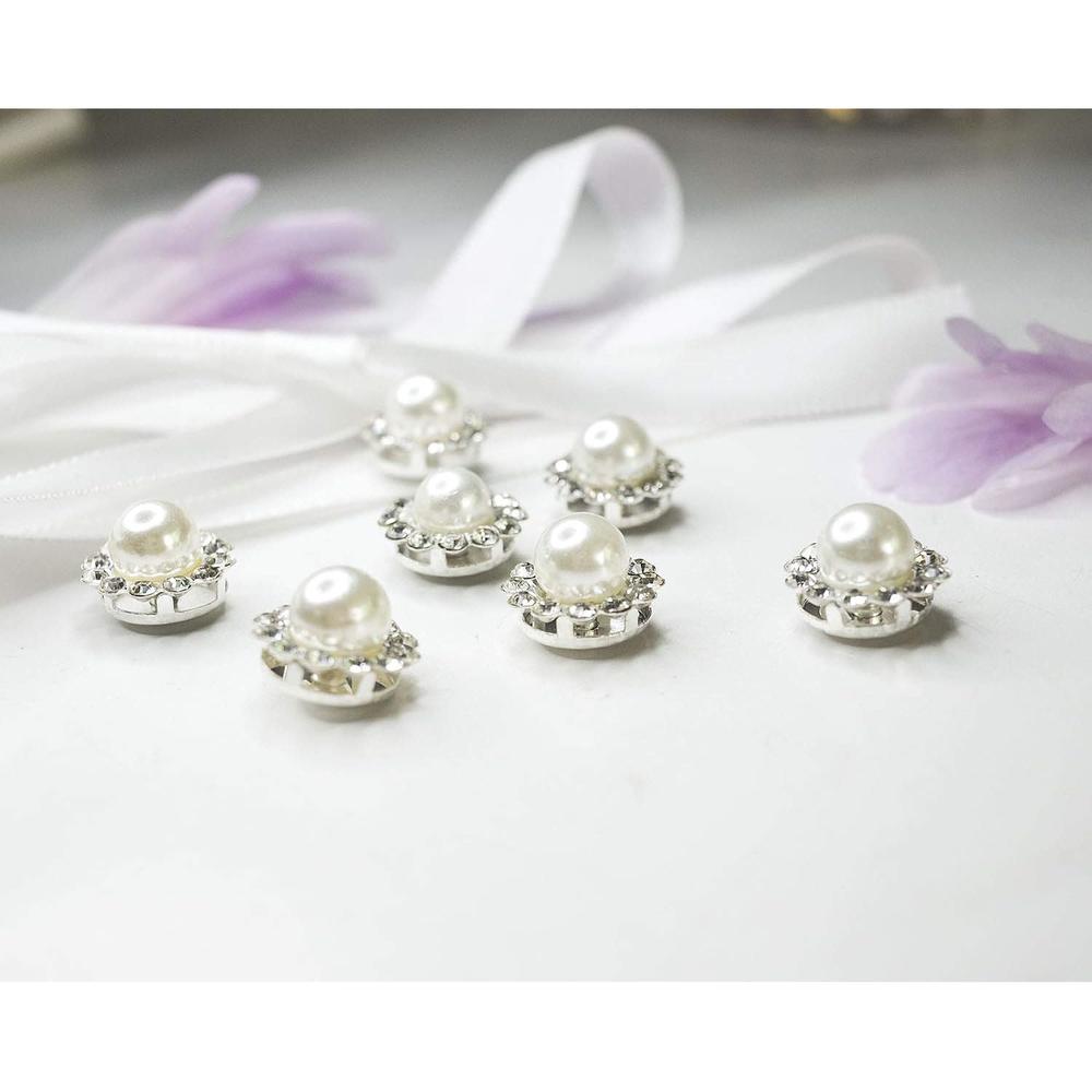 Great Choice Products 50 Pcs Rhinestone Embellishments Crystal Button Silver Flatback Diy Craft For Flower Headband Dress Decoration Accessory…