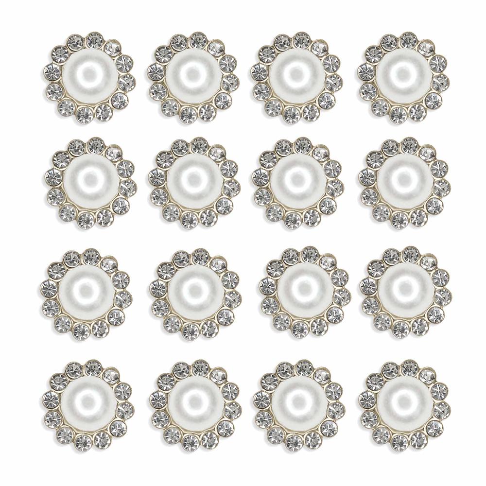 Great Choice Products 50 Pcs Rhinestone Embellishments Crystal Button Silver Flatback Diy Craft For Flower Headband Dress Decoration Accessory…
