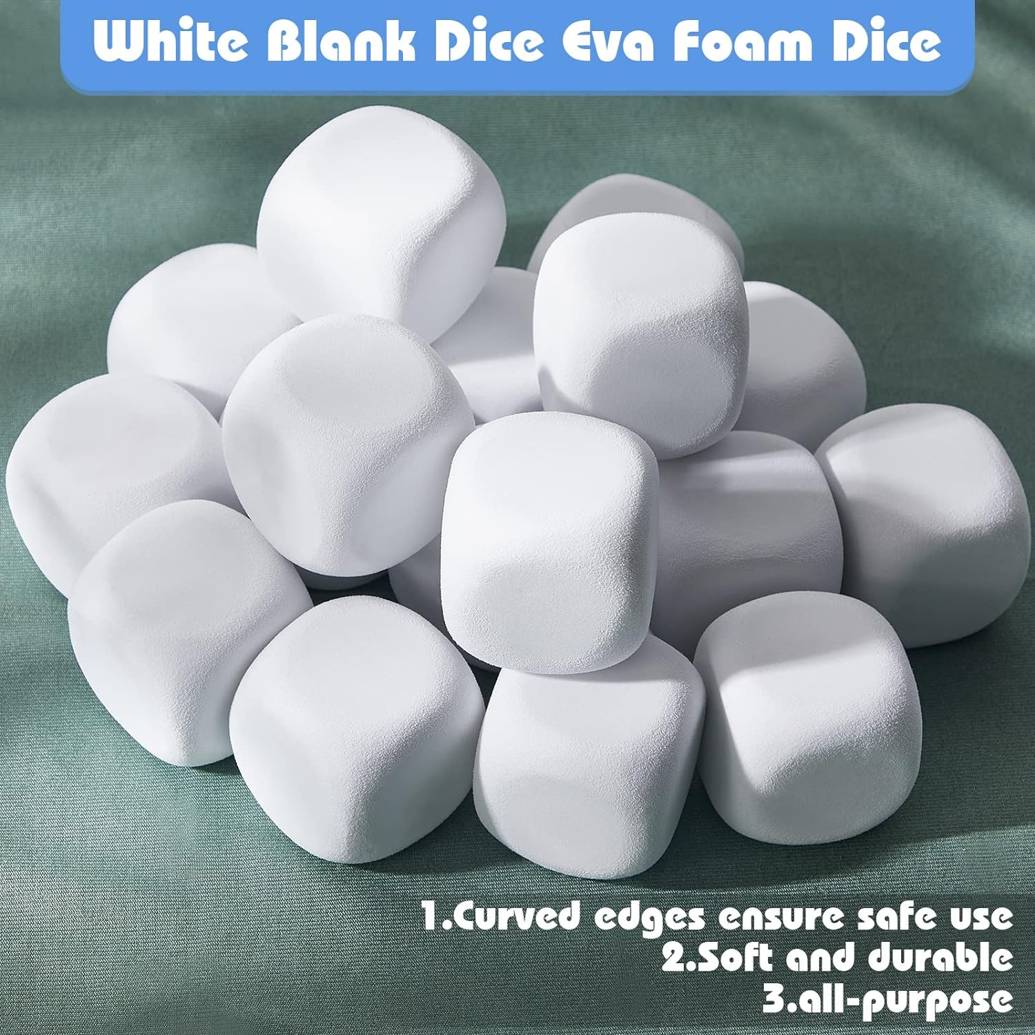 Great Choice Products 50 Pcs White Blank Dice Eva Foam Dice 1.96 Inch Graffiti Foam Blocks For Crafts Building Foam Cubes For Crafting Game Co…