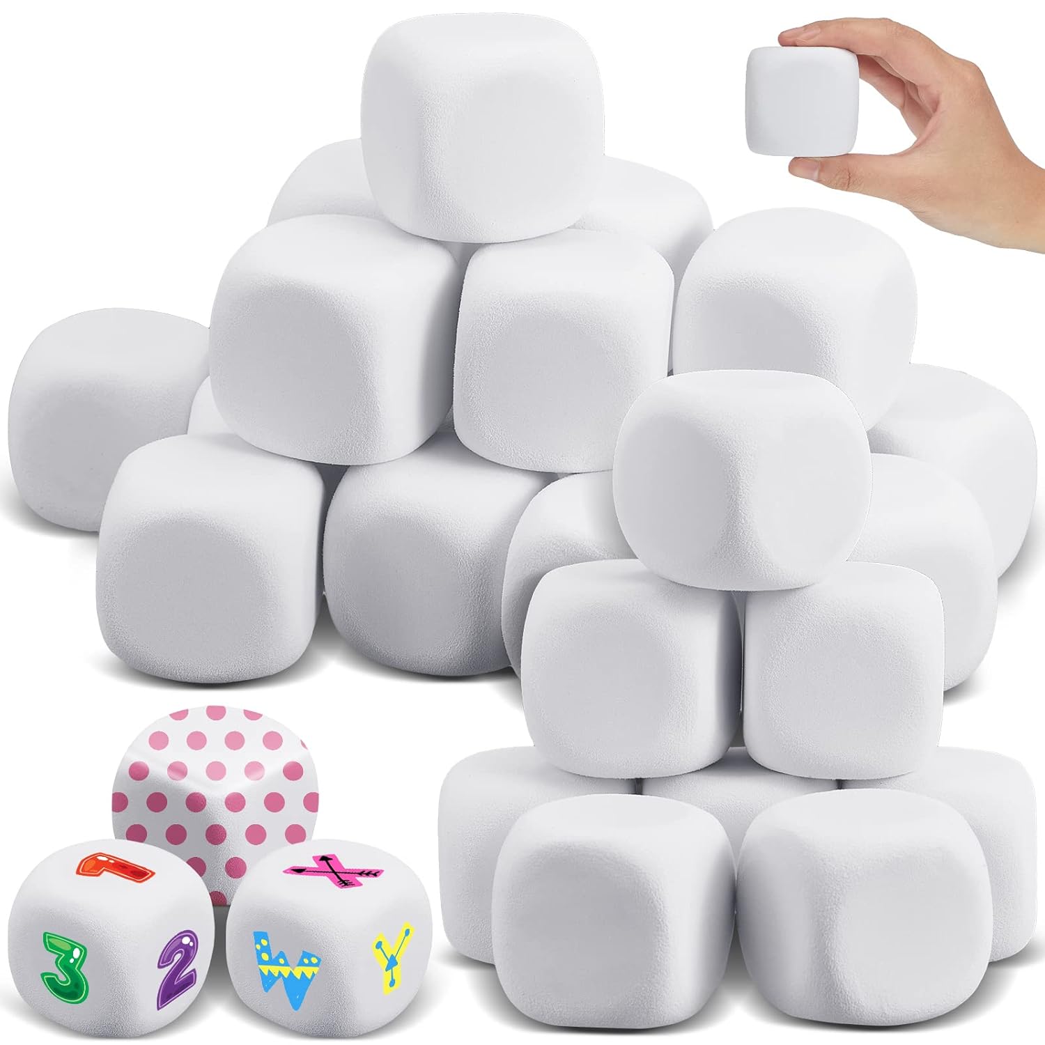 Great Choice Products 50 Pcs White Blank Dice Eva Foam Dice 1.96 Inch Graffiti Foam Blocks For Crafts Building Foam Cubes For Crafting Game Co?