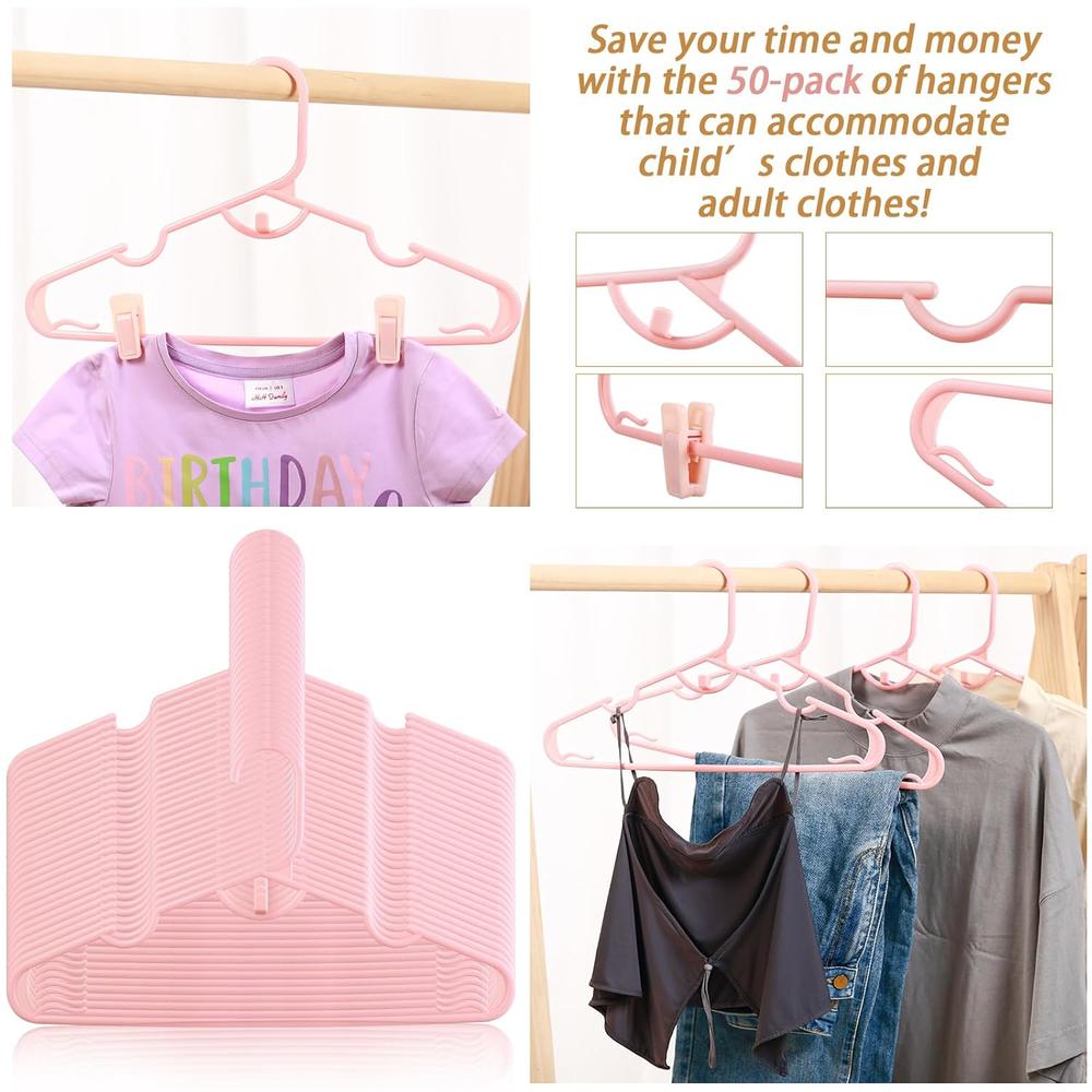 Great Choice Products 50-Pack Plastic Hangers With Clips Adults Pink ...