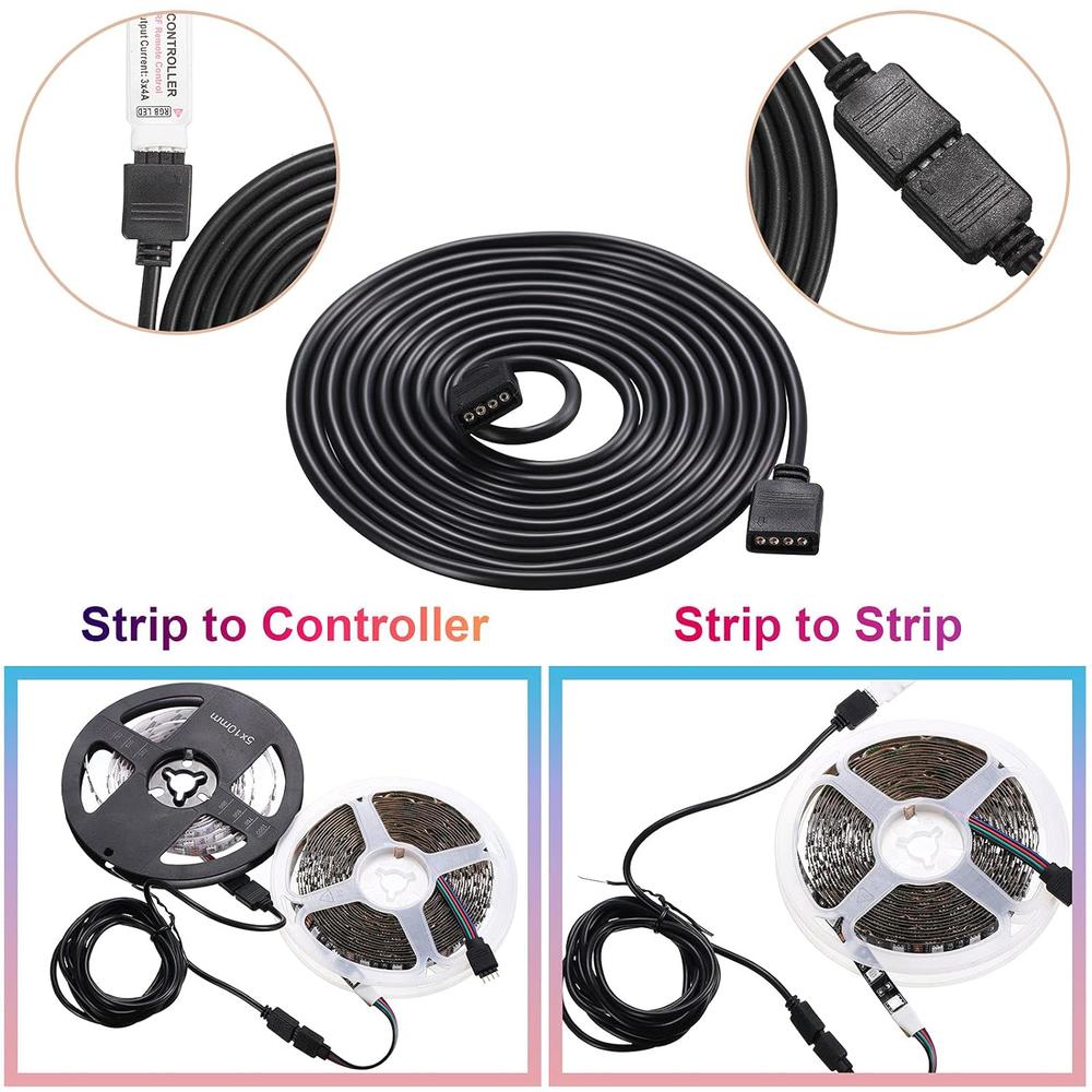 Great Choice Products 6 Pieces 4 Pin Rgb Extension Cable Led Strip Connector Cord Wire Solderless Strip Jumper Cables Kit With 12 Pieces Pin C…