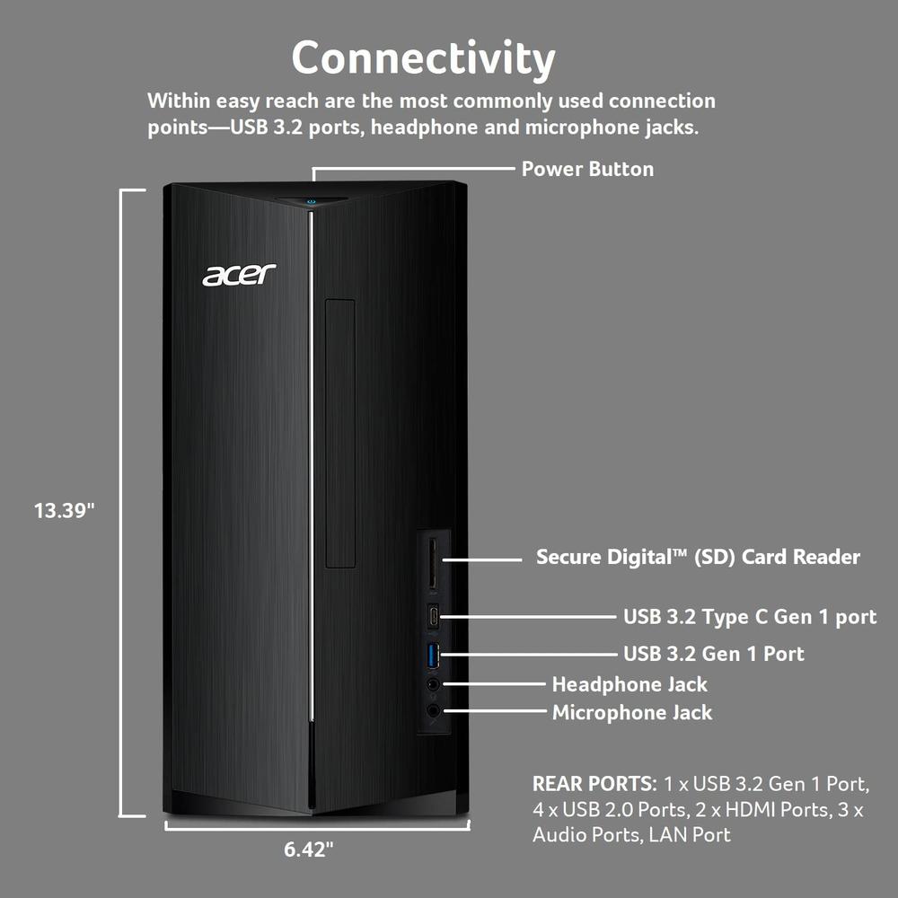 Acer Aspire Tc-1780-Ur11 Desktop | 13Th Gen Intel Core I5-13400 10-Core Processor | 16Gb 3200Mhz Ddr4 | 512Gb M.2 2280 Pcie G…