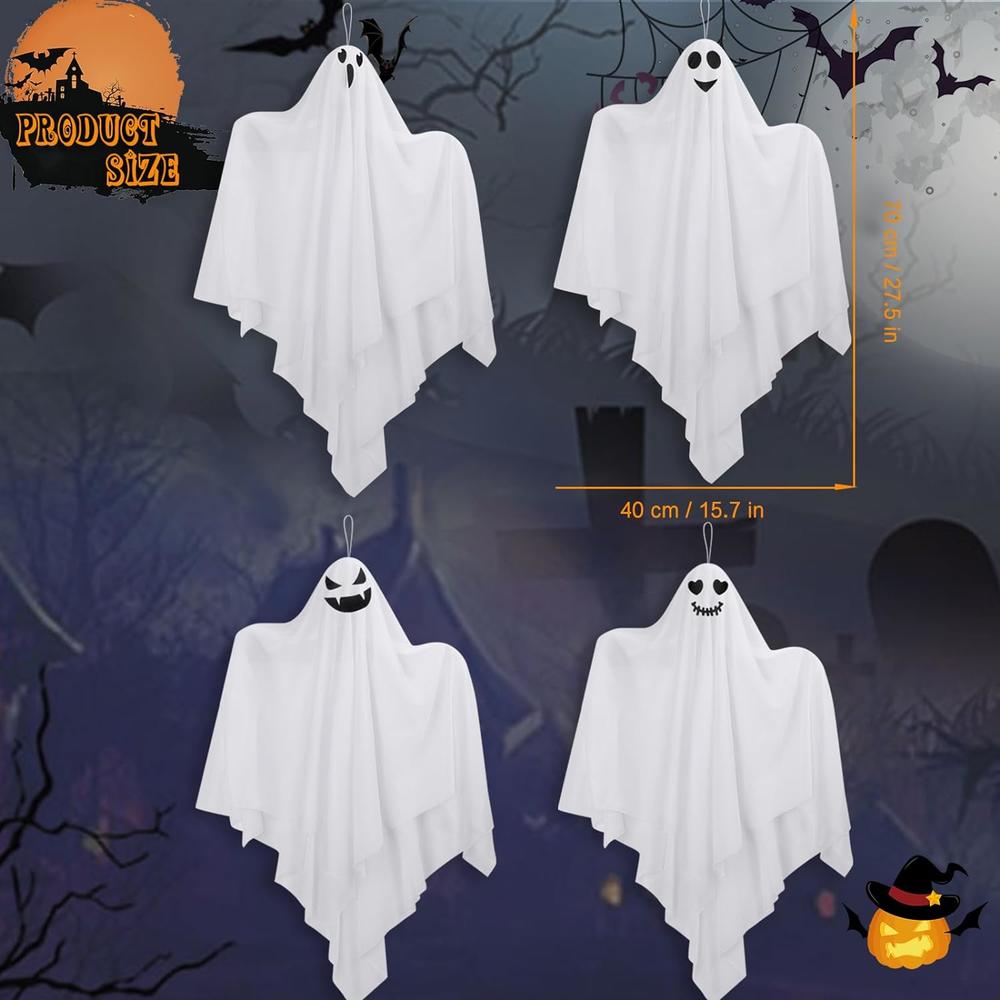Great Choice Products Hanging Ghost Halloween Outdoor Decorations, 4 Pack 27.5" Cute Flying Ghosts Halloween Decor Outdoor, Halloween Decorati…