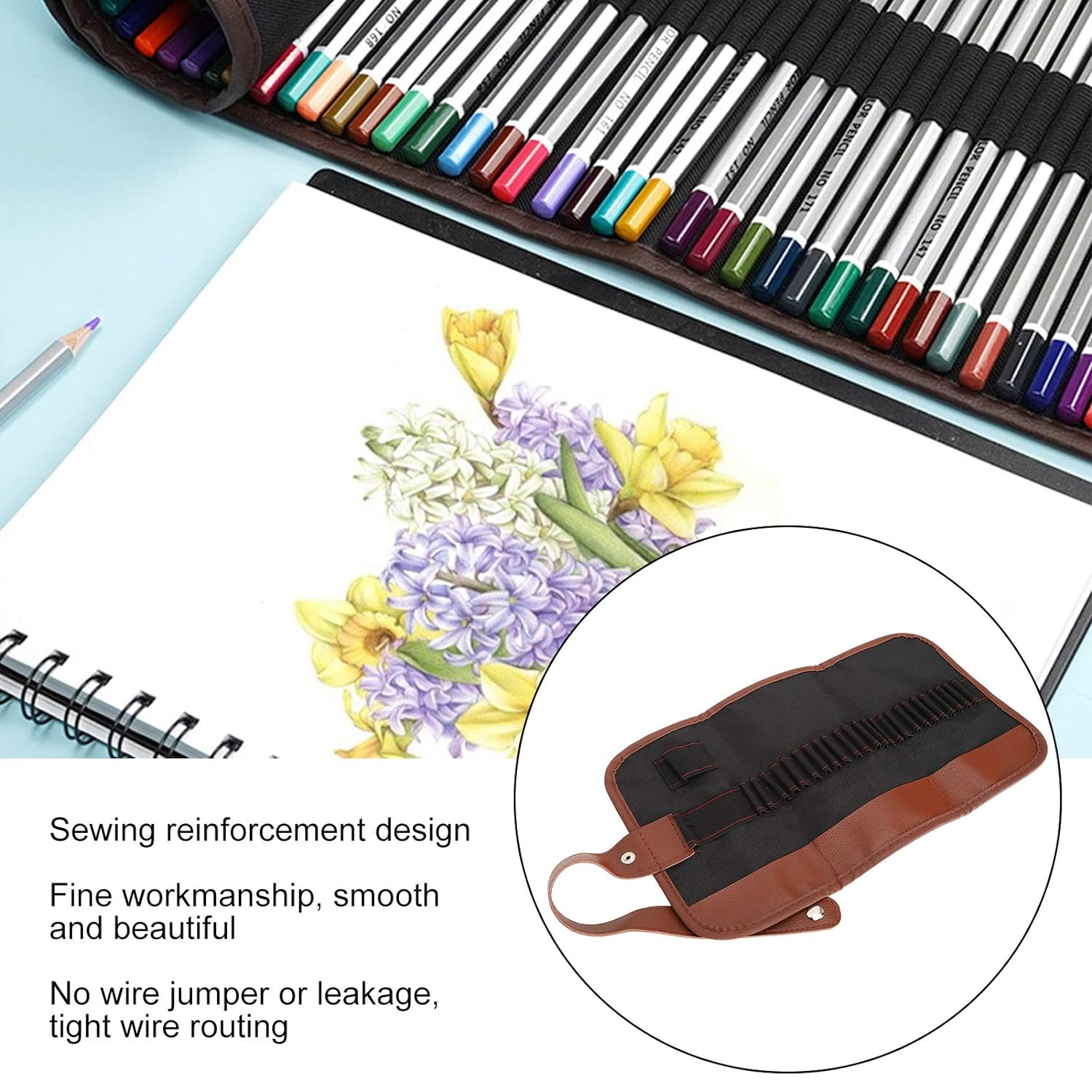 Great Choice Products Pen Wrap Roll Pencil Case Multifunctional Sketch Colored Pencil Case Canvas Bag Pouch Painting Tools Storage Stationery …